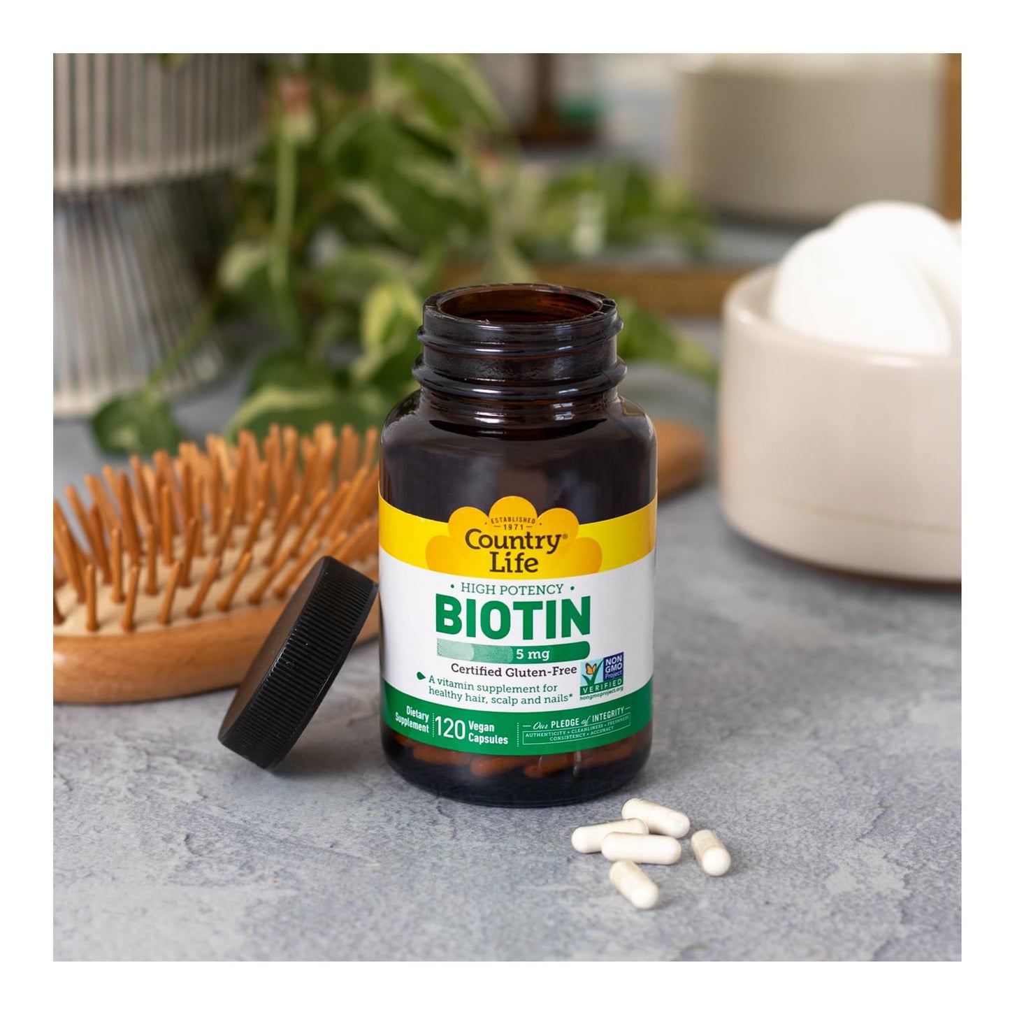 Country Life Biotin High Potency 5 mg – 120 Veg Capsules | Gluten Free, Vegan, Non-GMO