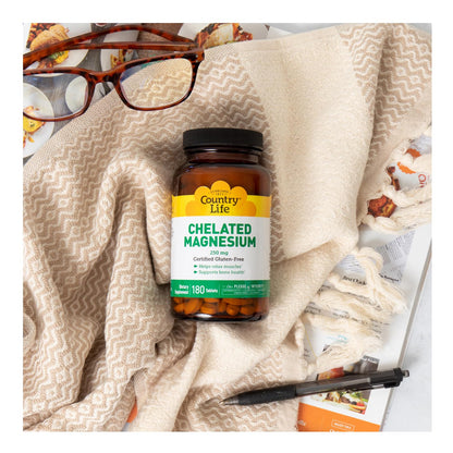 Country Life Chelated Magnesium 250mg - Supports Heart, Bone & Muscle Health | Vegan-Friendly, Gluten-Free