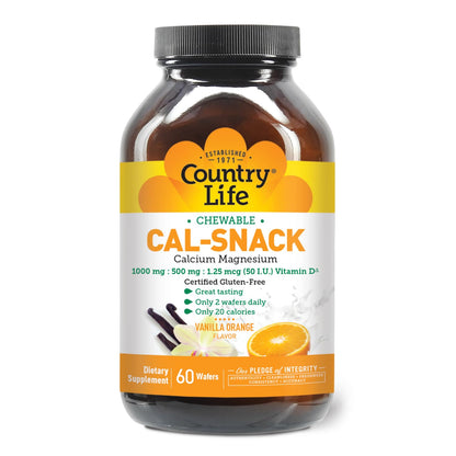 Country Life Cal-Snack Calcium Magnesium with Vitamin D – Dairy-Free, Gluten Free, Vegan