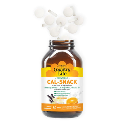Country Life Cal-Snack Calcium Magnesium with Vitamin D – Dairy-Free, Gluten Free, Vegan