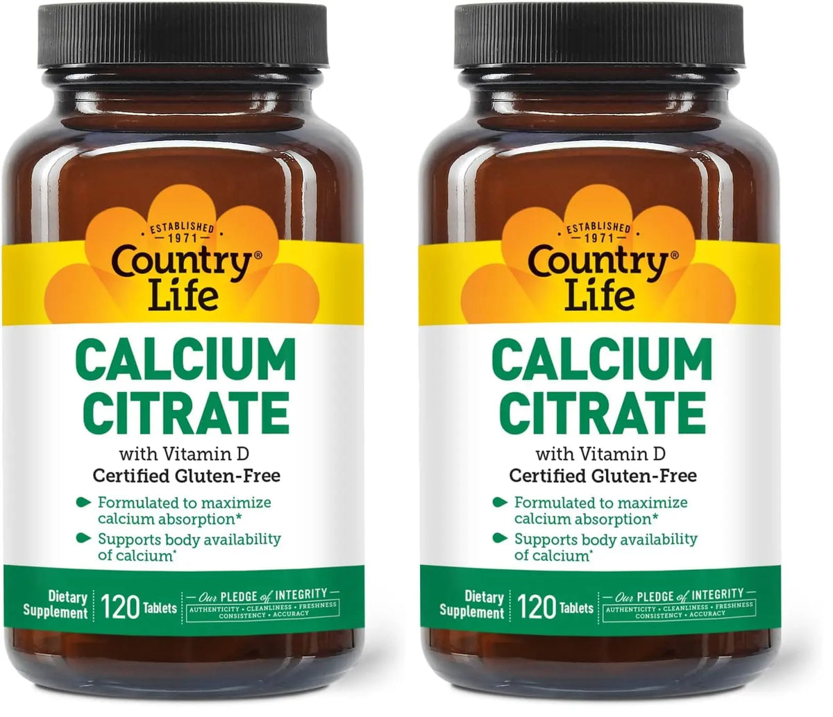 Country Life Calcium Citrate with Vitamin D 500mg – Highly Absorbable, Gluten Free, Vegan, Halal, Non-GMO – 2 x 120 Tablets BritishVita | Premium UK Vitamins & Wellness Supplements