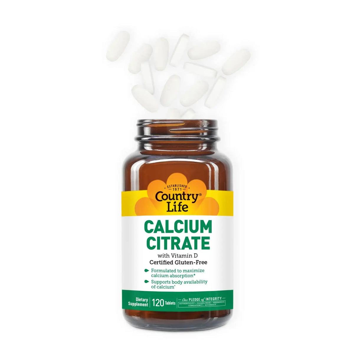 Country Life Calcium Citrate with Vitamin D 500mg – Highly Absorbable, Gluten Free, Vegan, Halal, Non-GMO – 2 x 120 Tablets BritishVita | Premium UK Vitamins & Wellness Supplements