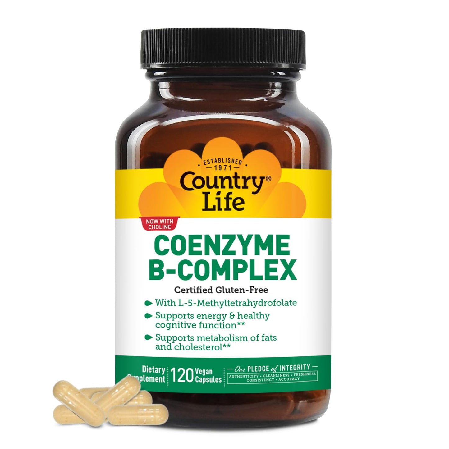 Country Life Coenzyme B-Complex, 120 Capsules – Energy, Metabolism & Cognitive Support | Vegan, Gluten-Free