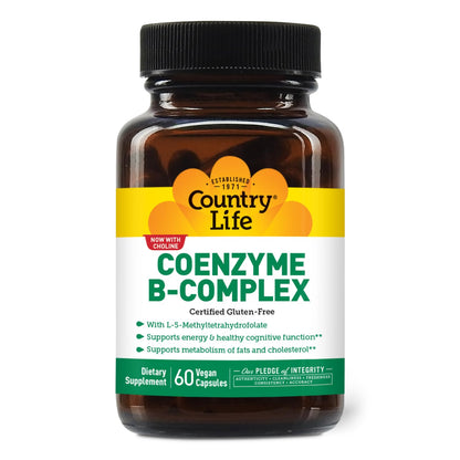Country Life Coenzyme B-Complex, 60 Capsules – Energy, Metabolism & Mood Support (Vegan)