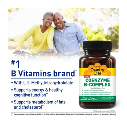 Country Life Coenzyme B-Complex, 60 Capsules – Energy, Metabolism & Mood Support (Vegan)
