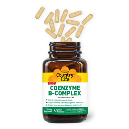 Country Life Coenzyme B-Complex, 60 Capsules – Energy, Metabolism & Mood Support (Vegan)