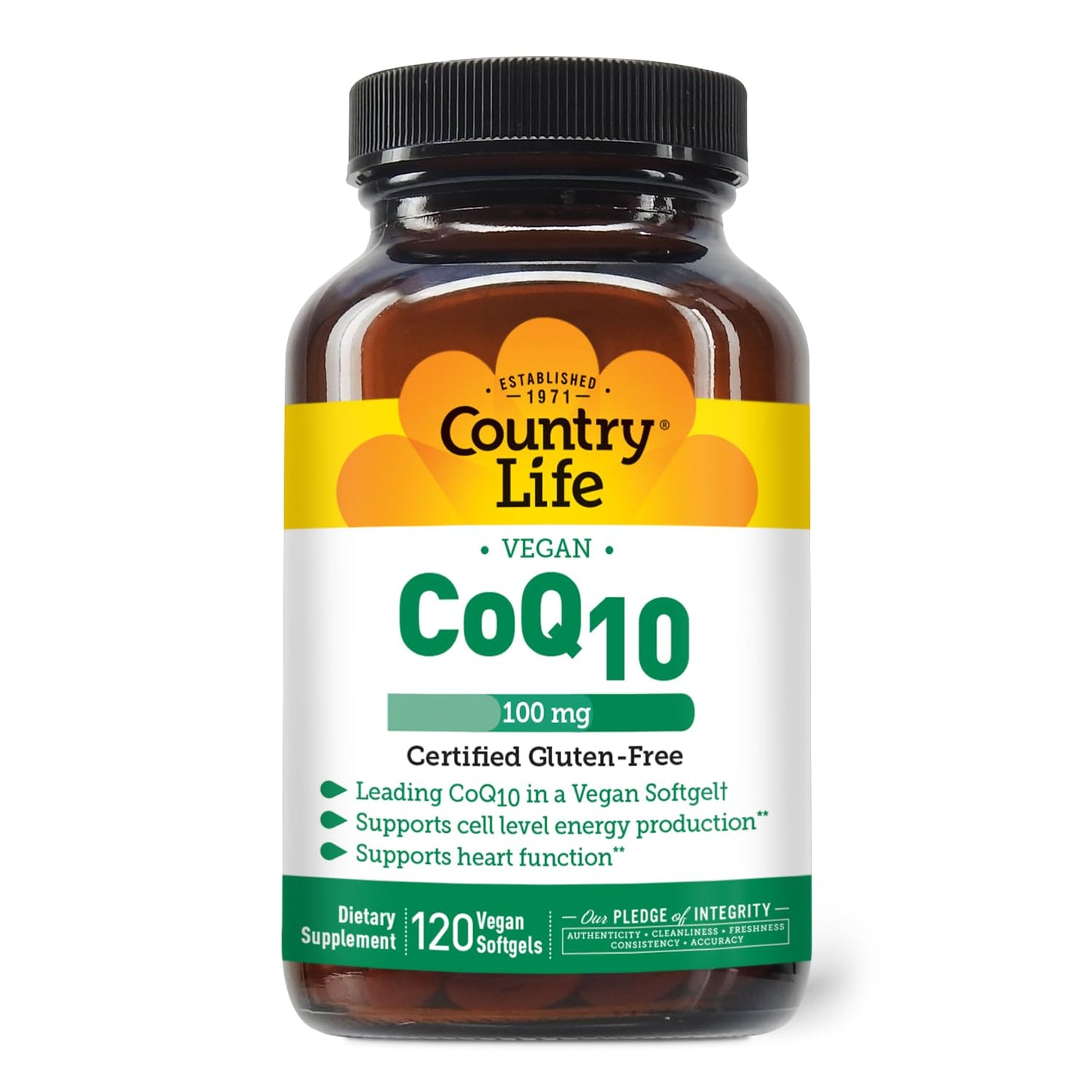 Country Life CoQ10 100 mg – 120 Softgels | Gluten Free & Vegan | Heart Support