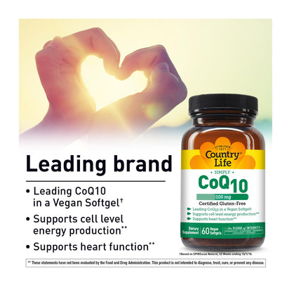 Country Life Simply CoQ10 100mg – Heart Health & Cellular Energy