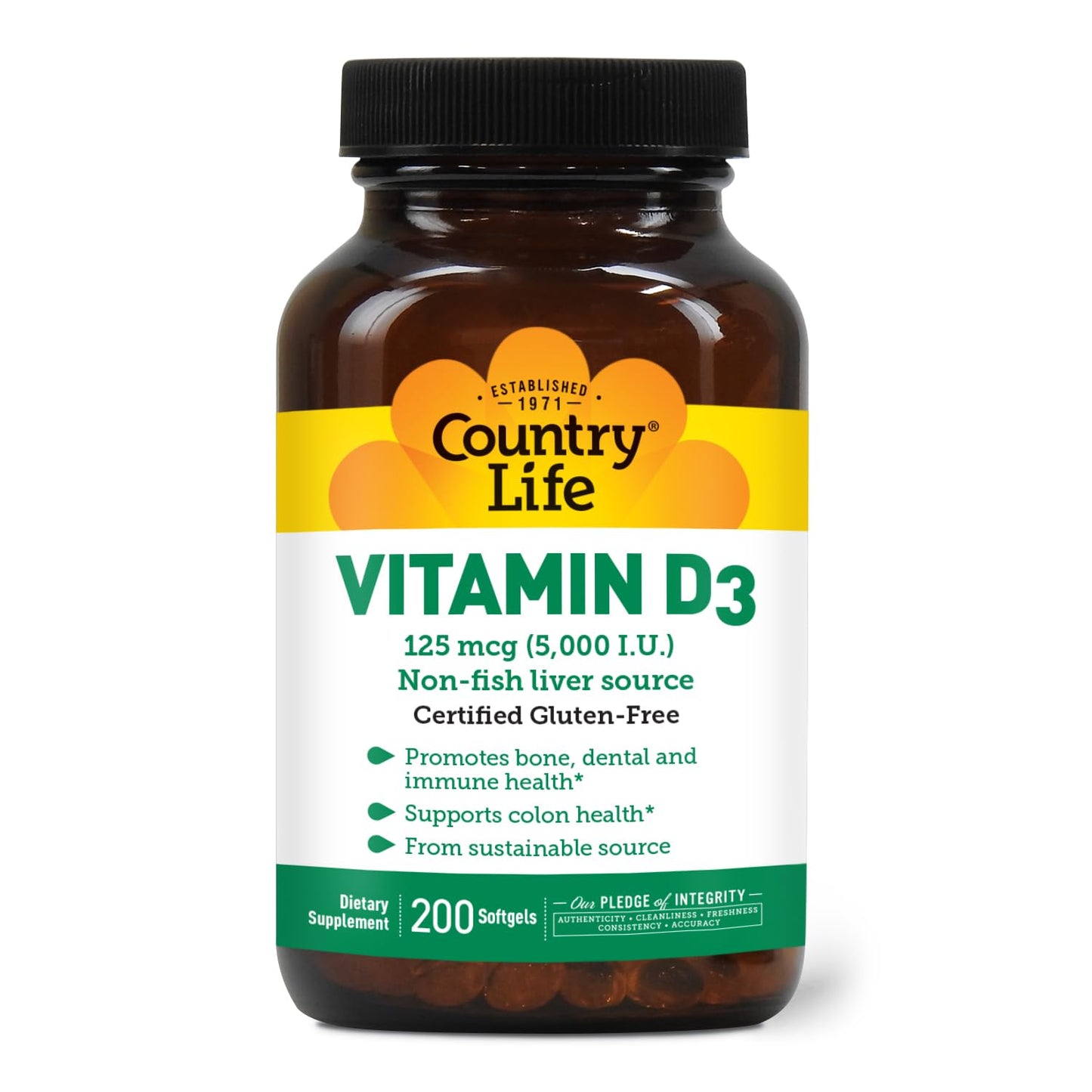 Country Life Vitamin D3 5000 IU – Immune & Bone Health, Calcium Absorption | Lanolin Source