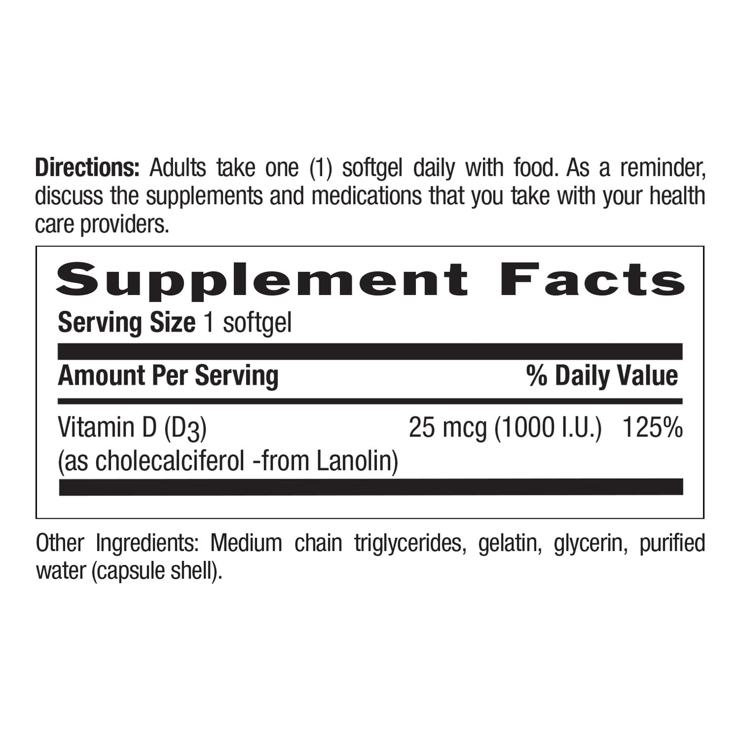 Country Life Vitamin D3 1000 IU Non-Fish Softgels – Gluten Free (Pack of 2)