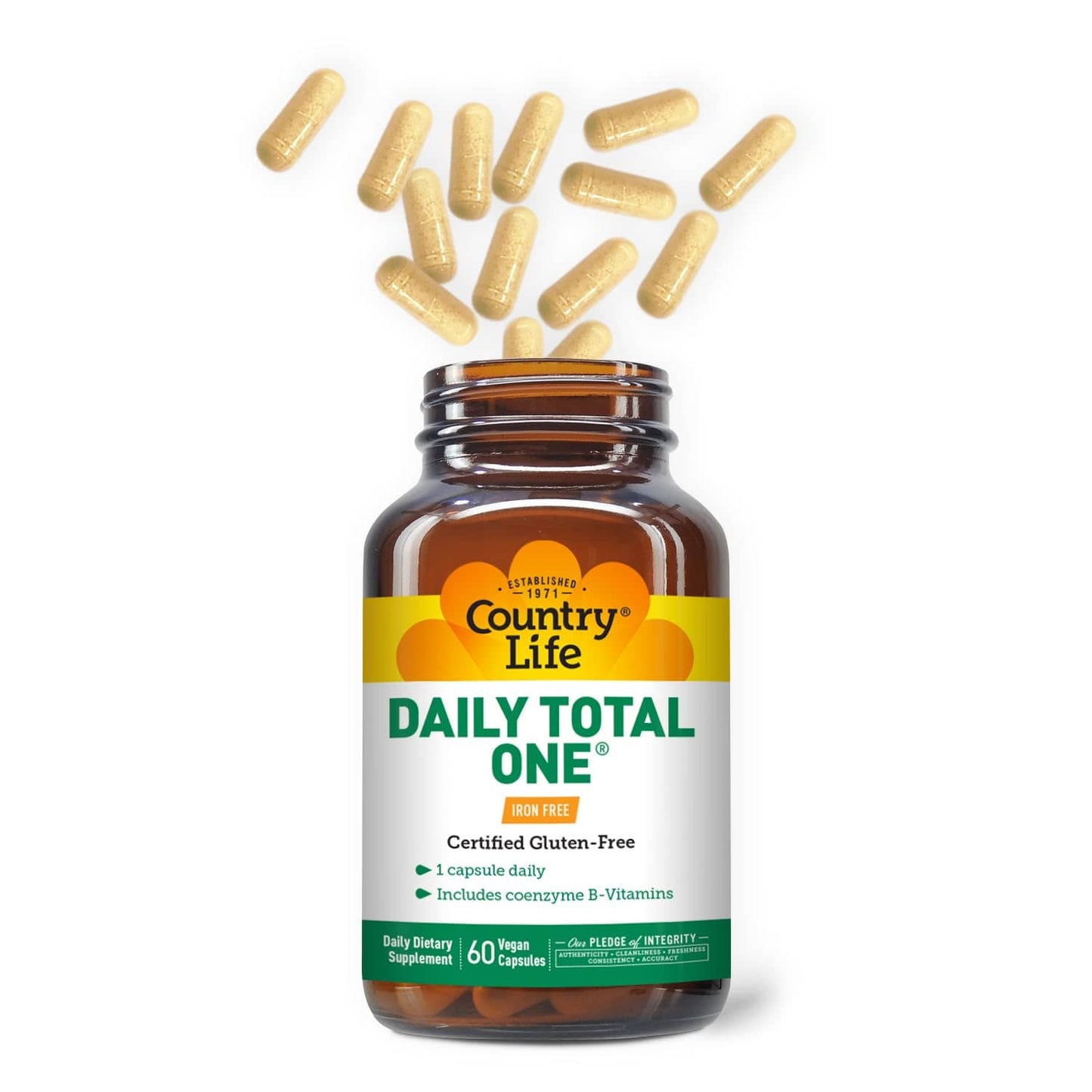 Country Life Daily Total One Iron-Free Multivitamin | 60 Vegan Capsules