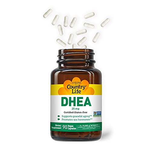 Country Life DHEA 25mg – 90 Vegan Capsules | Gluten Free, Vegan, Non-GMO (Pack of 2)