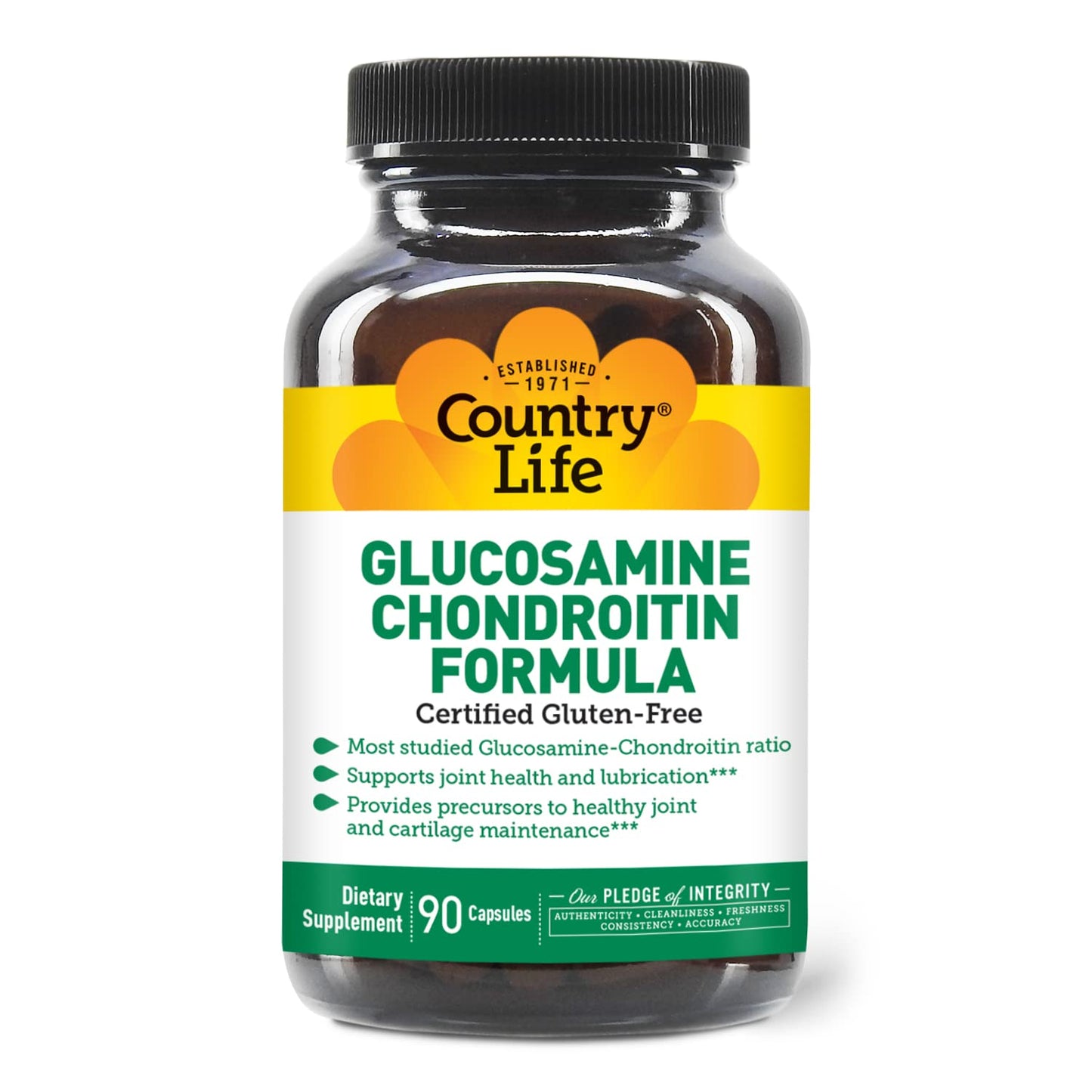Country Life Glucosamine Chondroitin 1500/1200 mg – Supports Joint Health & Lubrication | 90 Capsules