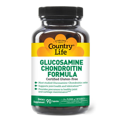 Country Life Glucosamine Chondroitin 1500/1200 mg – Supports Joint Health & Lubrication | 90 Capsules
