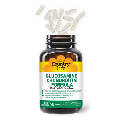 Country Life Glucosamine Chondroitin 1500/1200 mg – Supports Joint Health & Lubrication | 90 Capsules