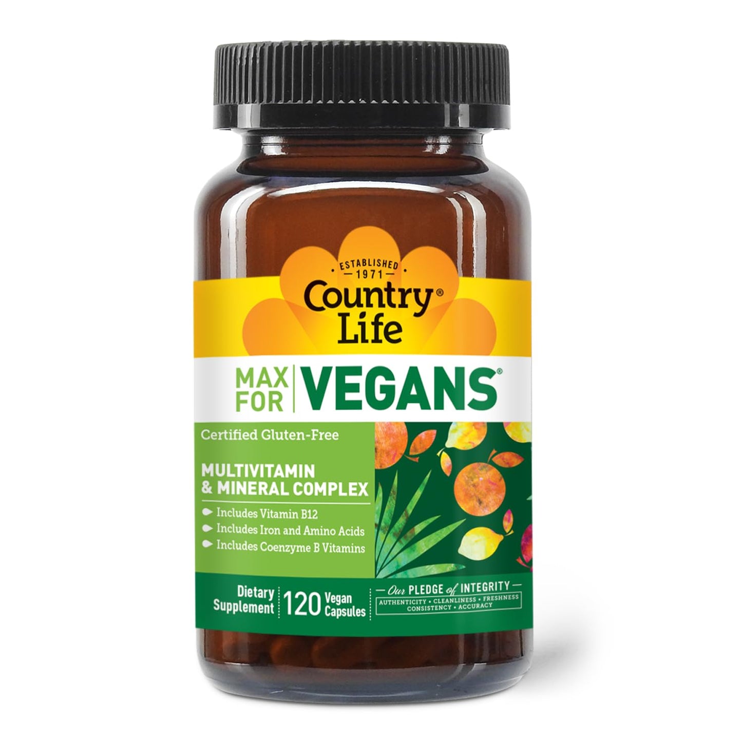 Country Life Max for Vegans - 120 Vegan Capsules - Daily Multivitamins - Immune Support Supplement - Gluten-Free