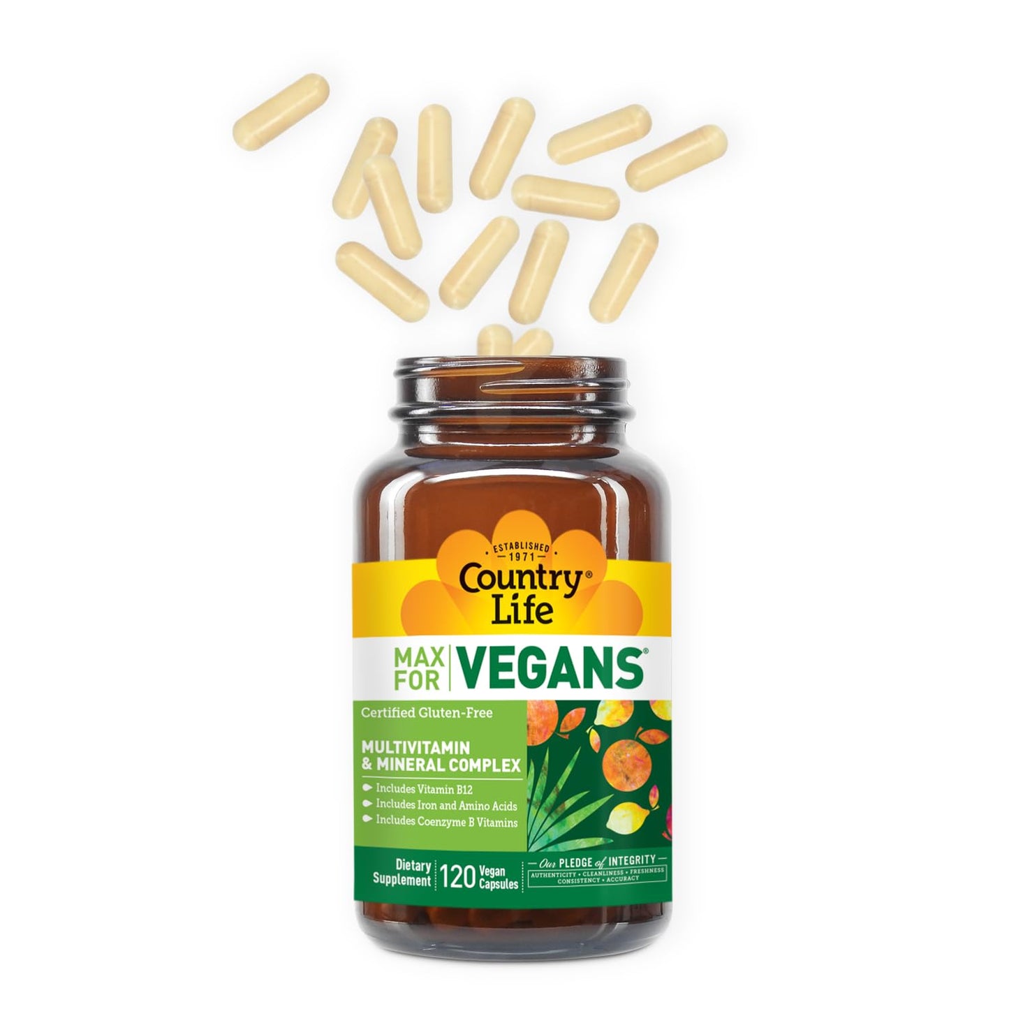 Country Life Max for Vegans - 120 Vegan Capsules - Daily Multivitamins - Immune Support Supplement - Gluten-Free
