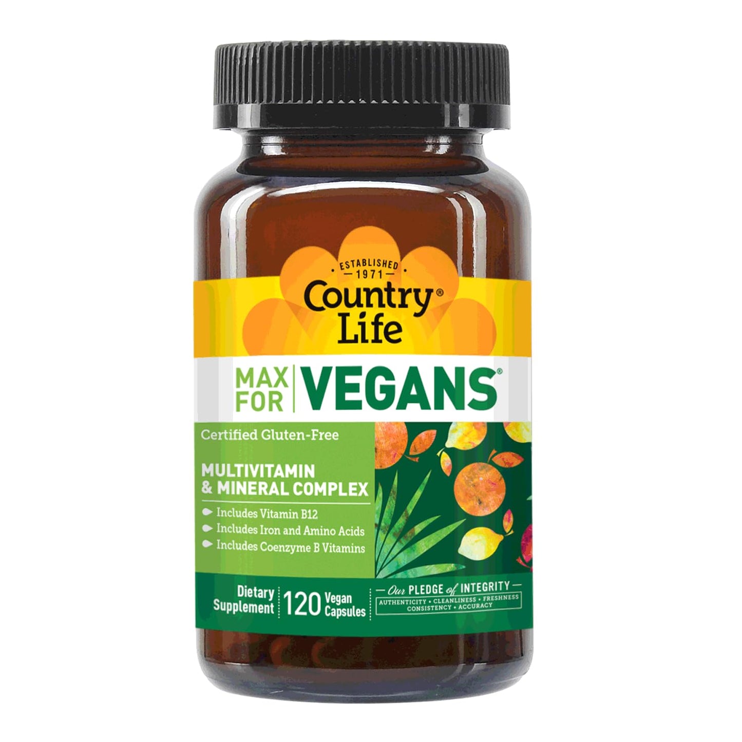 Country Life Max for Vegans - 120 Vegan Capsules - Daily Multivitamins - Immune Support Supplement - Gluten-Free