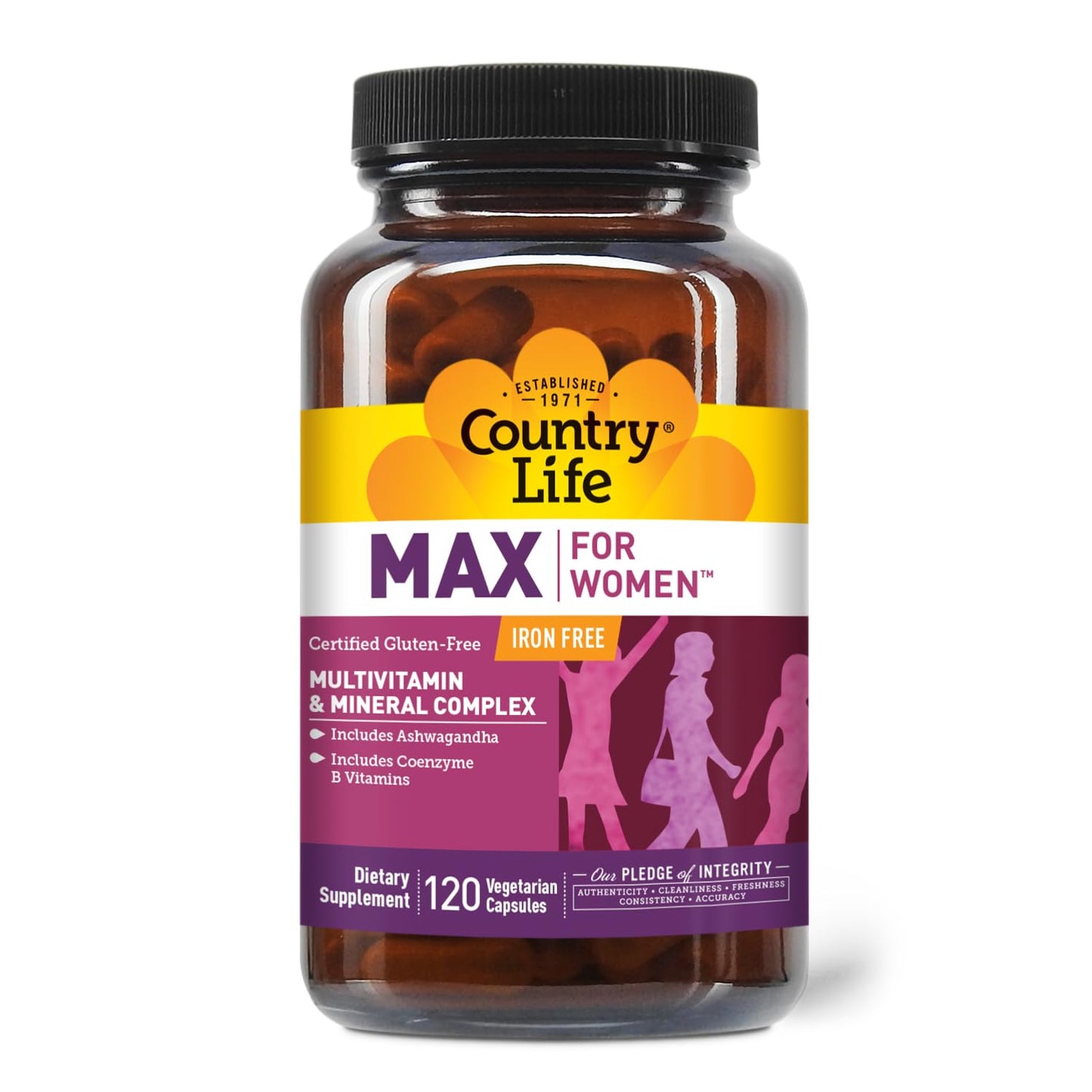Country Life Max for Women - Iron-Free Multivitamin and Mineral Complex | 120 Vegan Capsules