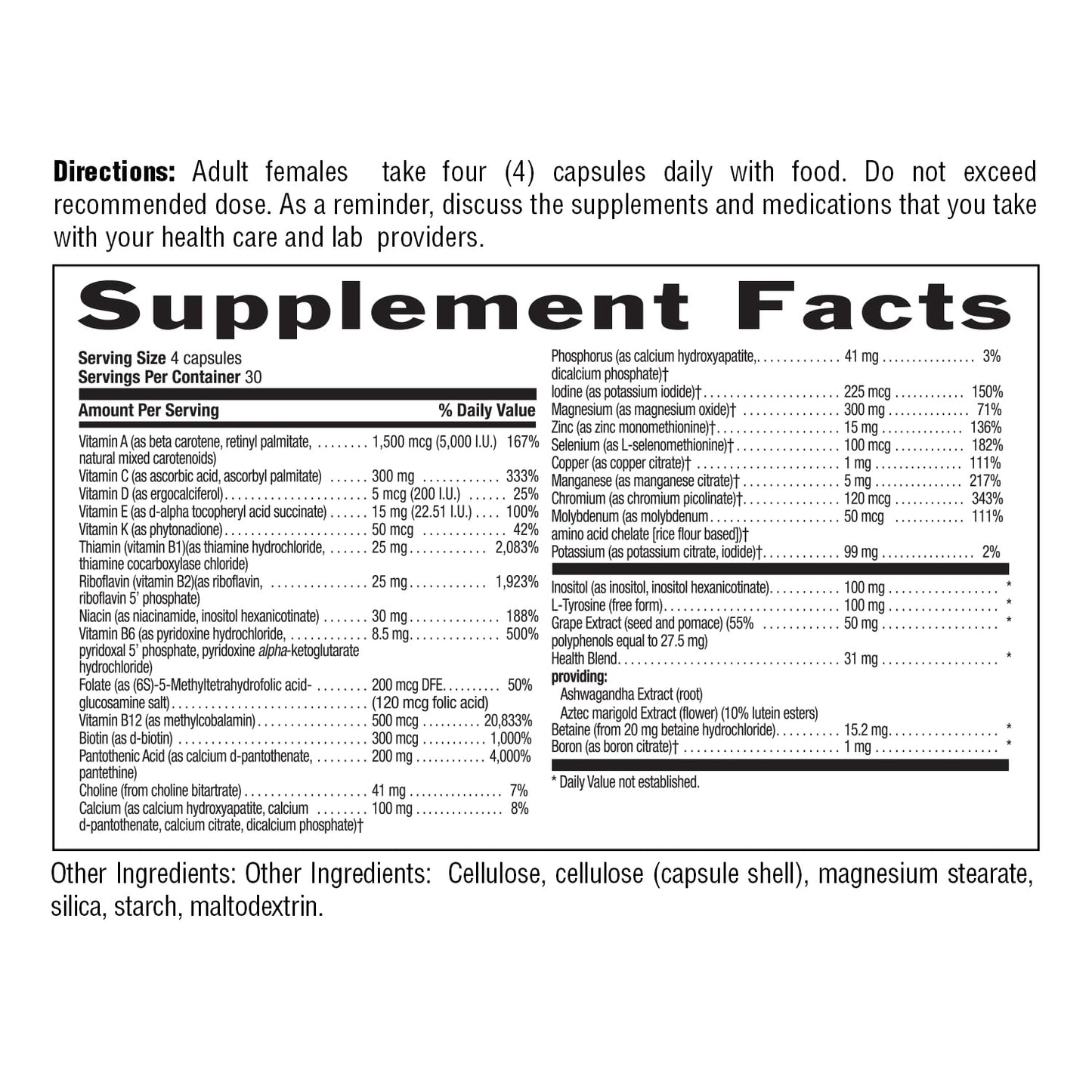 Country Life Max for Women - Iron-Free Multivitamin and Mineral Complex | 120 Vegan Capsules