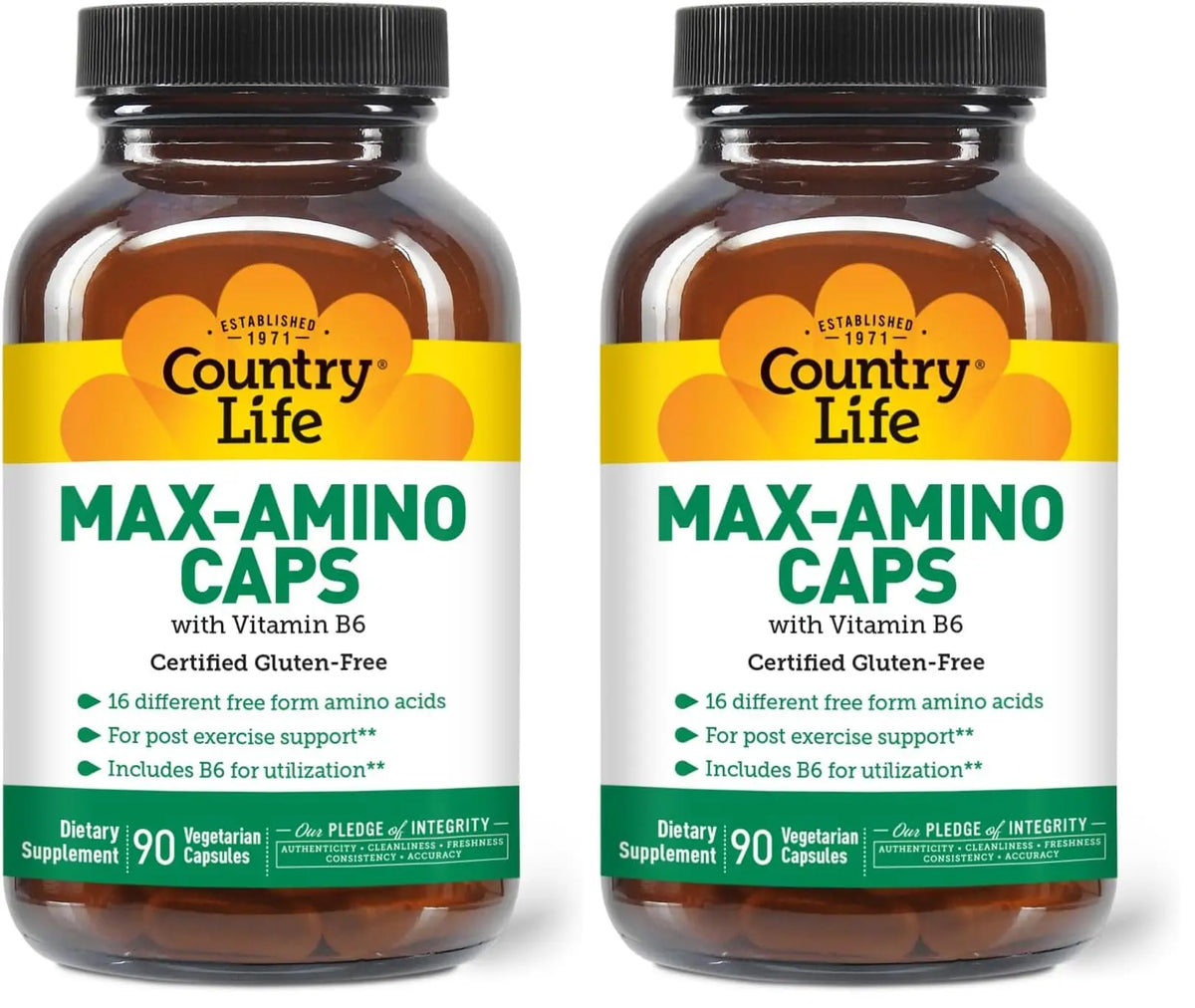 Country Life Maxi-Amino: 16 Free-Form Amino Acids, 90 Veg Capsules per Bottle, Pack of 2 | Gluten Free & Vegetarian BritishVita | Premium UK Vitamins & Wellness Supplements