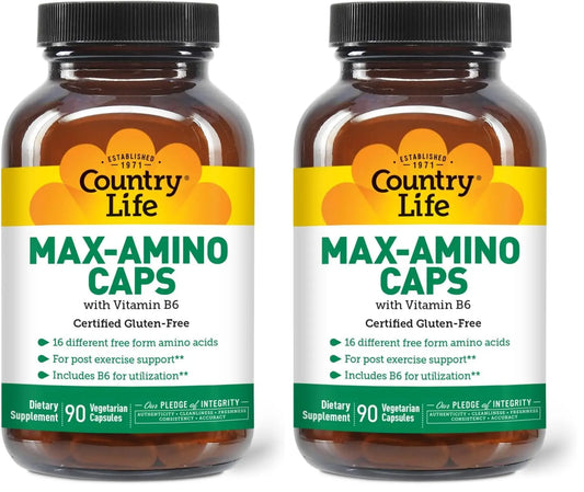 Country Life Maxi-Amino: 16 Free-Form Amino Acids, 90 Veg Capsules per Bottle, Pack of 2 | Gluten Free & Vegetarian BritishVita | Premium UK Vitamins & Wellness Supplements