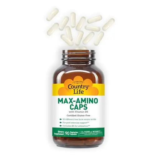 Country Life Maxi-Amino: 16 Free-Form Amino Acids, 90 Veg Capsules per Bottle, Pack of 2 | Gluten Free & Vegetarian BritishVita | Premium UK Vitamins & Wellness Supplements