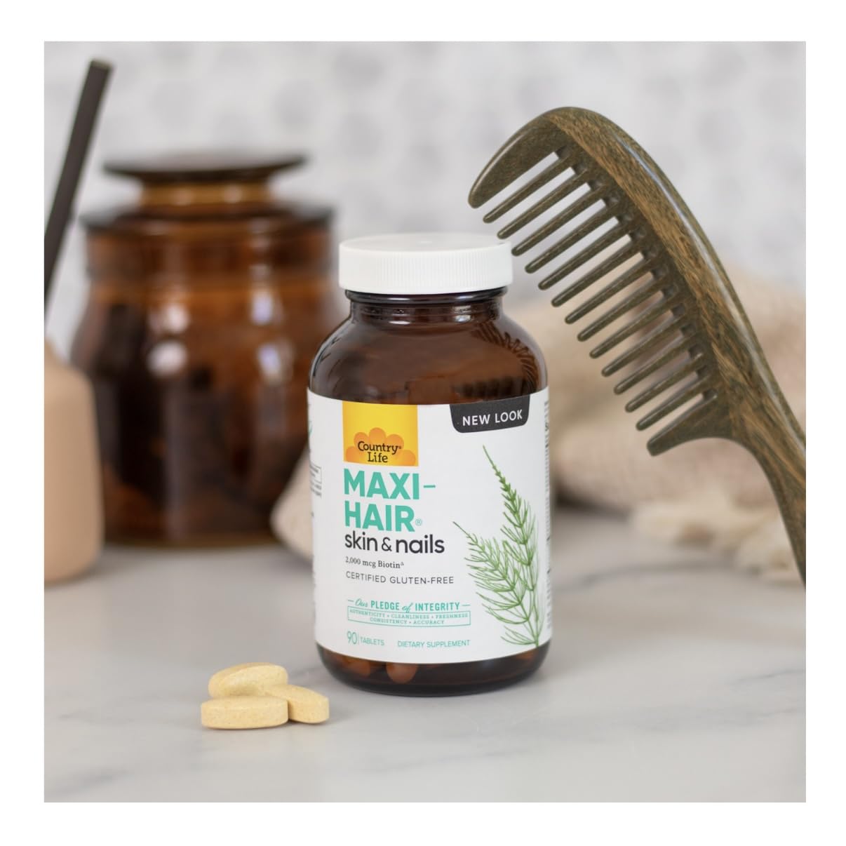 Country Life Maxi-Hair Supplement – 2000mcg Biotin for Hair, Skin & Nails | Gluten-Free & Vegetarian