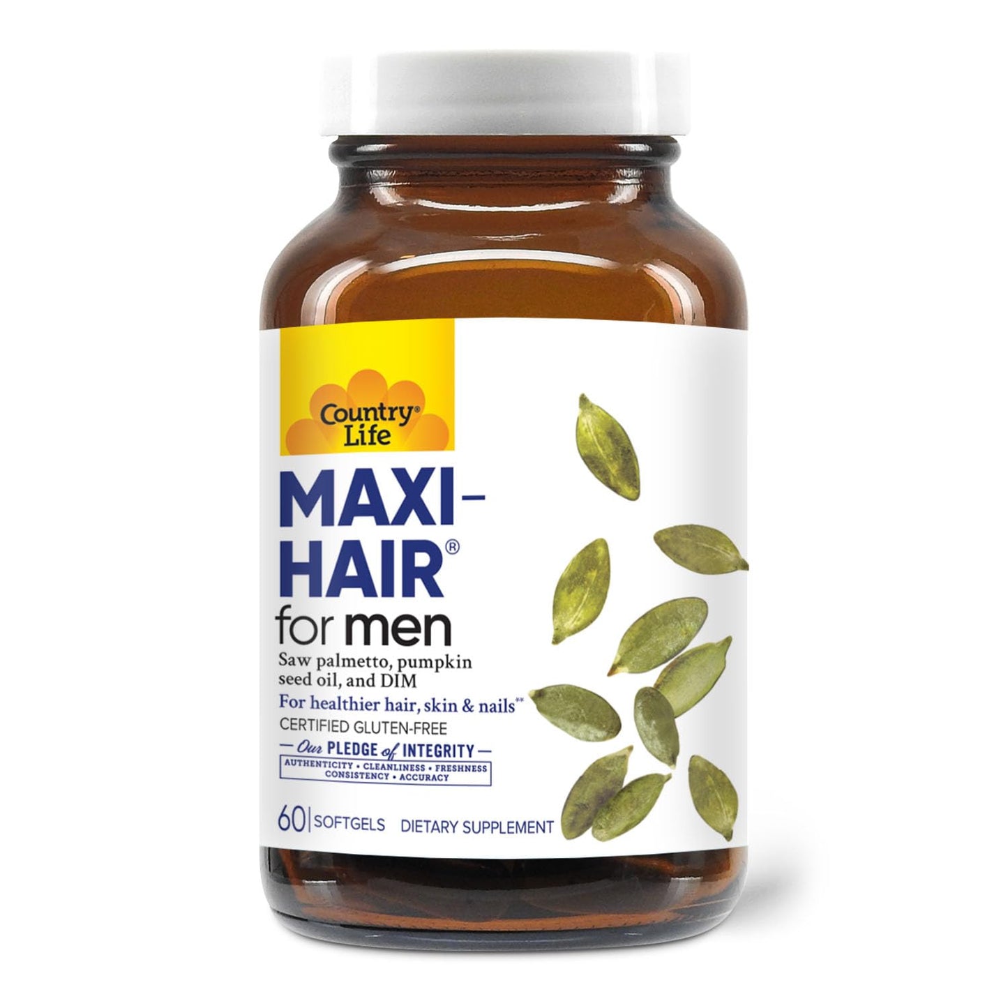 Country Life Maxi-Hair for Men – Biotin 2000mcg & Mineral Hair Support (60 Vegan Capsules)