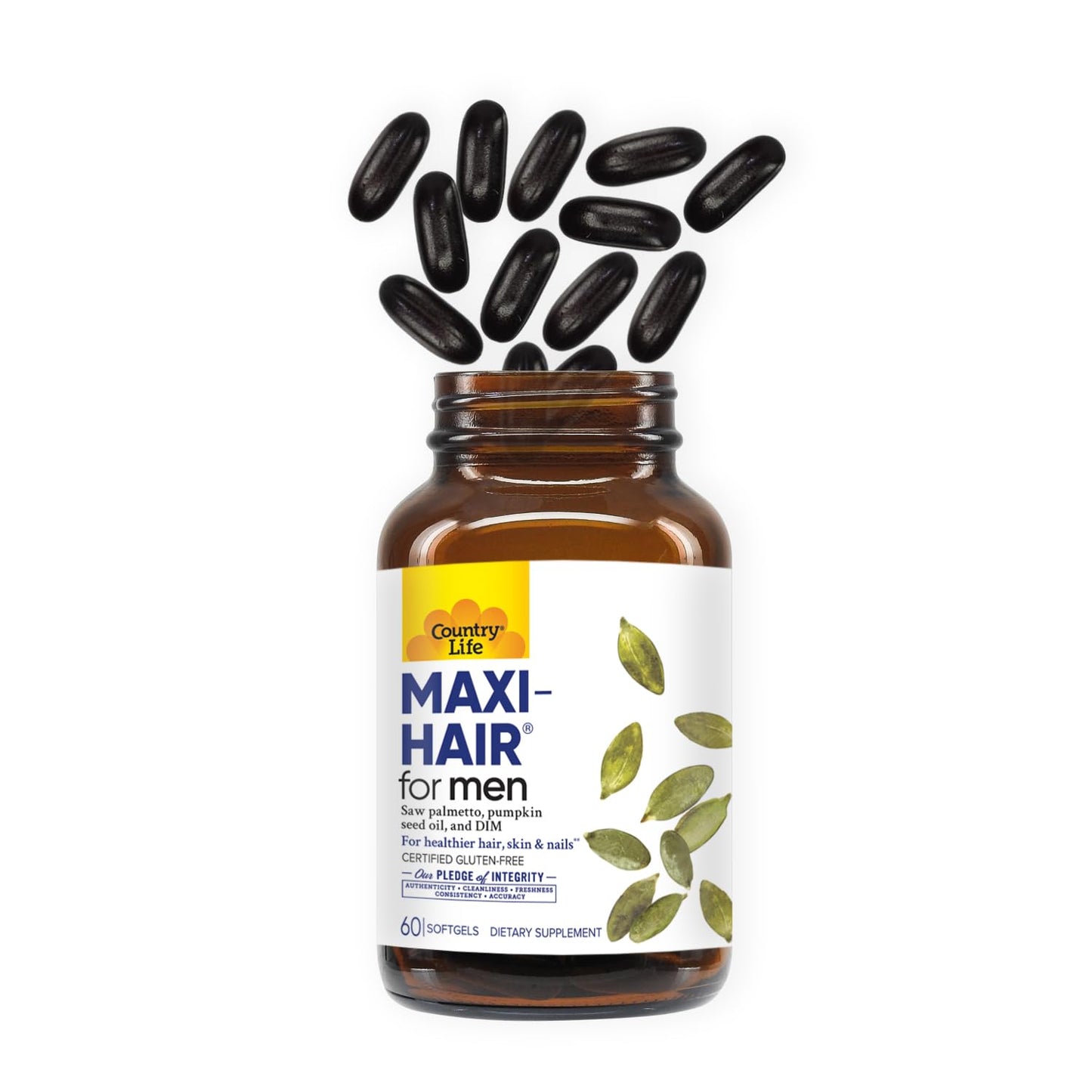 Country Life Maxi-Hair for Men – Biotin 2000mcg & Mineral Hair Support (60 Vegan Capsules)