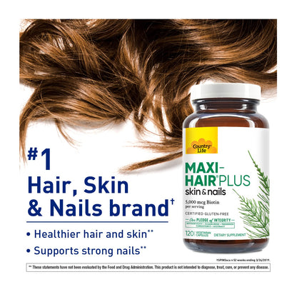 Country Life Maxi-Hair Plus Biotin — Supports Healthy Hair, Skin & Nails (120 ct)