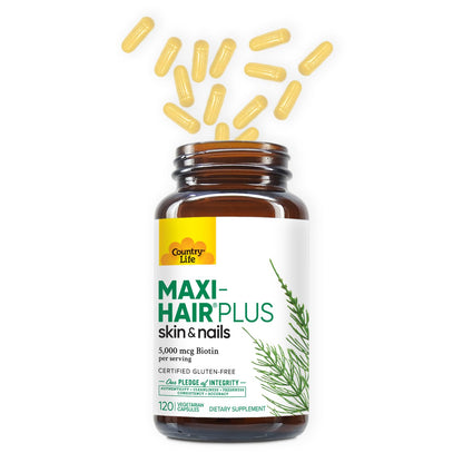 Country Life Maxi-Hair Plus Biotin — Supports Healthy Hair, Skin & Nails (120 ct)