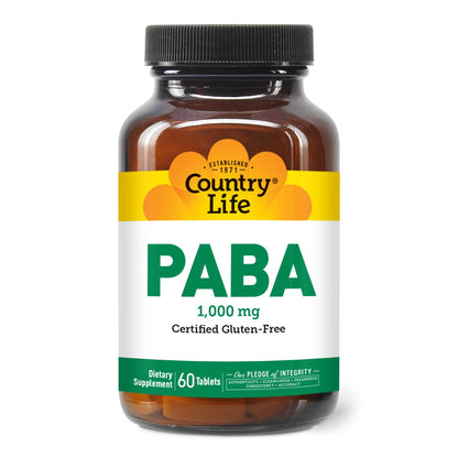 Country Life PABA 1000mg, 60 Count | Time-Release PABA Dietary Supplement