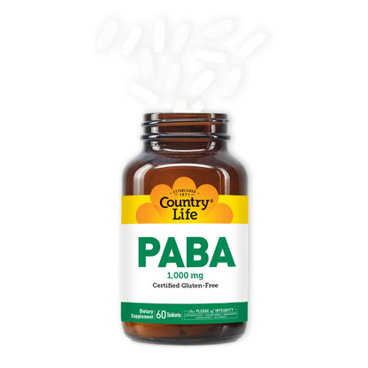 Country Life PABA 1000mg, 60 Count | Time-Release PABA Dietary Supplement