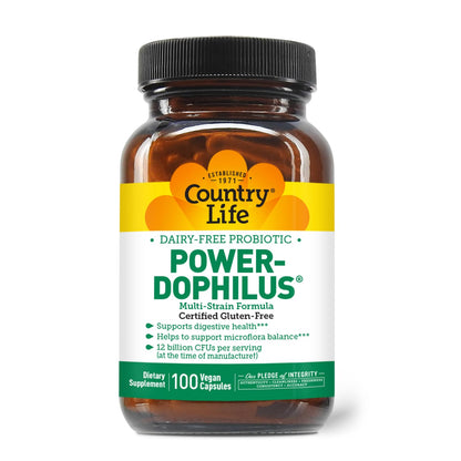 Country Life Power-Dophilus Probiotic - 12B CFU, Dairy-Free, Gluten Free, Vegan
