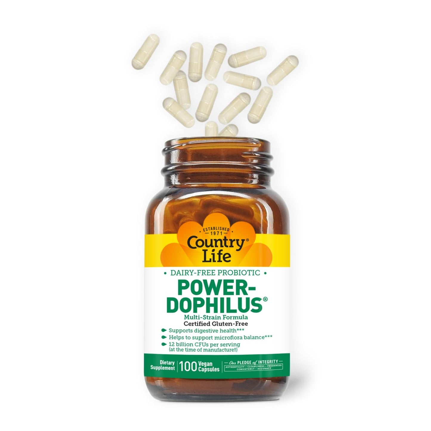 Country Life Power-Dophilus Probiotic - 12B CFU, Dairy-Free, Gluten Free, Vegan