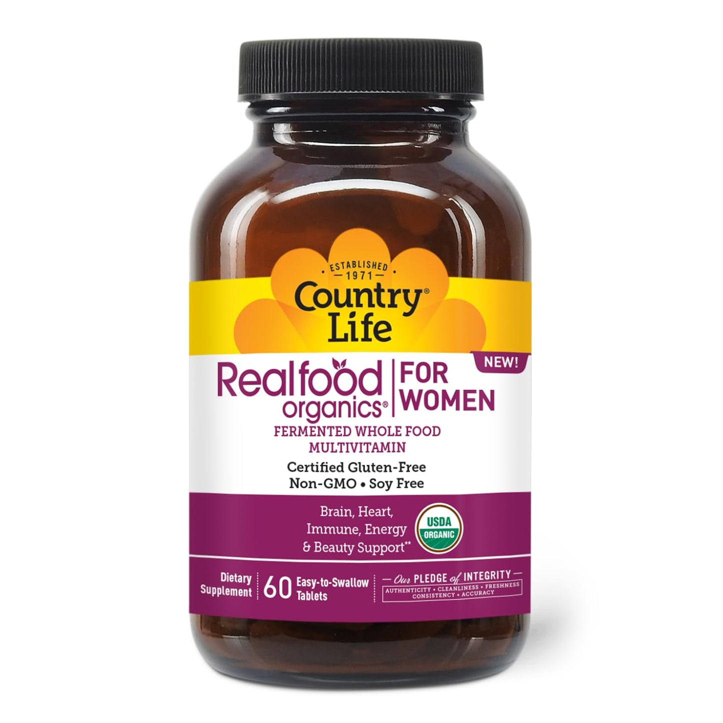 Country Life Realfood Organics Womens Multivitamin – Vegan, Organic, Gluten-Free | 1,300mg Fermented Whole Foods