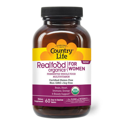 Country Life Realfood Organics Womens Multivitamin – Vegan, Organic, Gluten-Free | 1,300mg Fermented Whole Foods