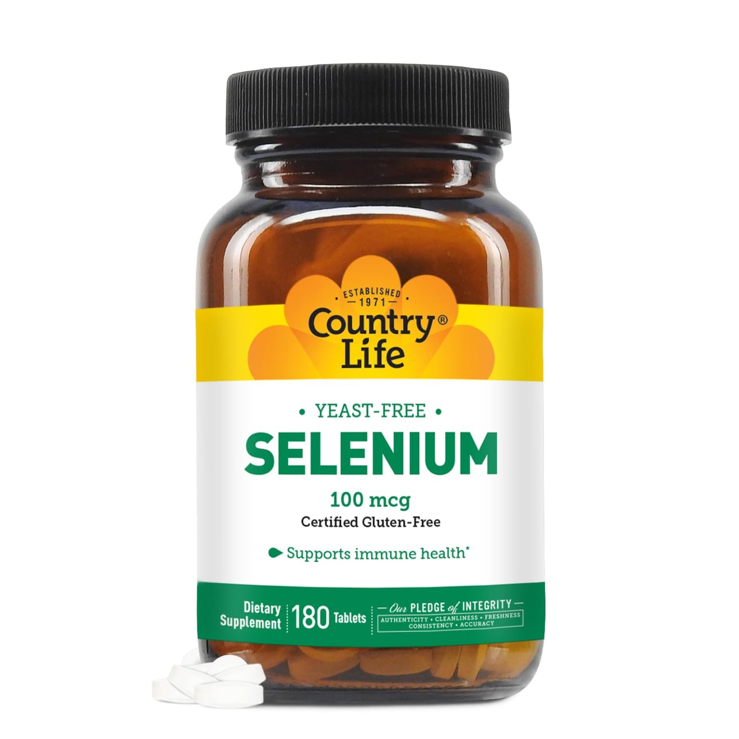 Country Life Selenium – Yeast Free, 100 mcg, 180 Tablets | Immune Support