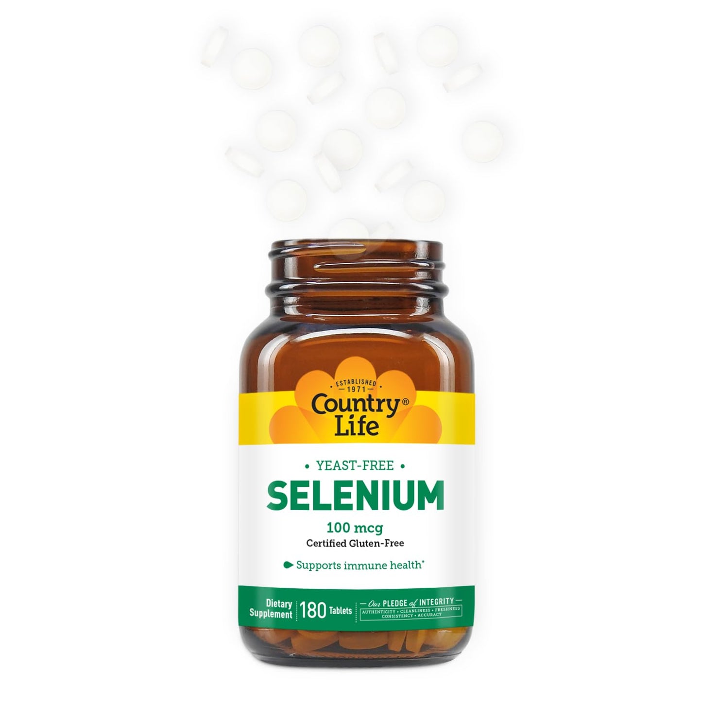 Country Life Selenium – Yeast Free, 100 mcg, 180 Tablets | Immune Support