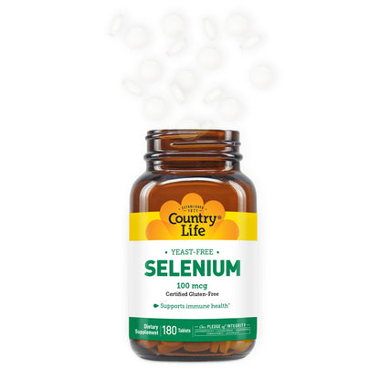 Country Life Selenium – Yeast Free, 100 mcg, 180 Tablets | Immune Support