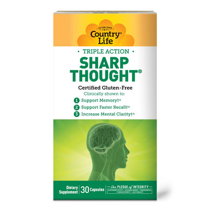 Country Life SharpThought Memory & Cognitive Support – Sharp-PS Gold PS + DHA (Gluten-Free, 30 capsules)