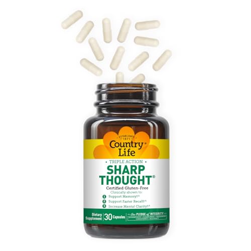 Country Life SharpThought Memory & Cognitive Support – Sharp-PS Gold PS + DHA (Gluten-Free, 30 capsules)