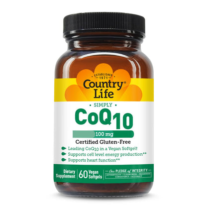 Country Life Simply CoQ10 100mg – Heart Health & Cellular Energy