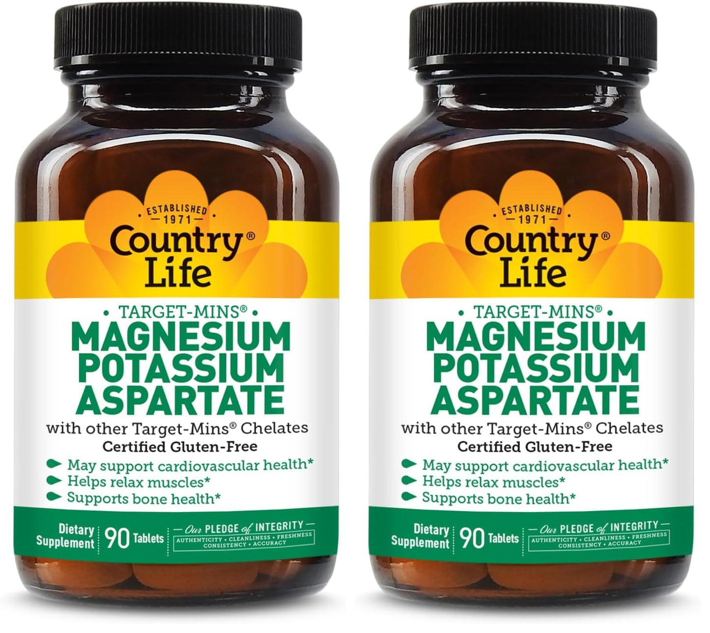 Country Life Target-Mins Magnesium Potassium Aspartate 600mg/198mg – 90 Tablets – Gluten Free & Vegan (Pack of 2)
