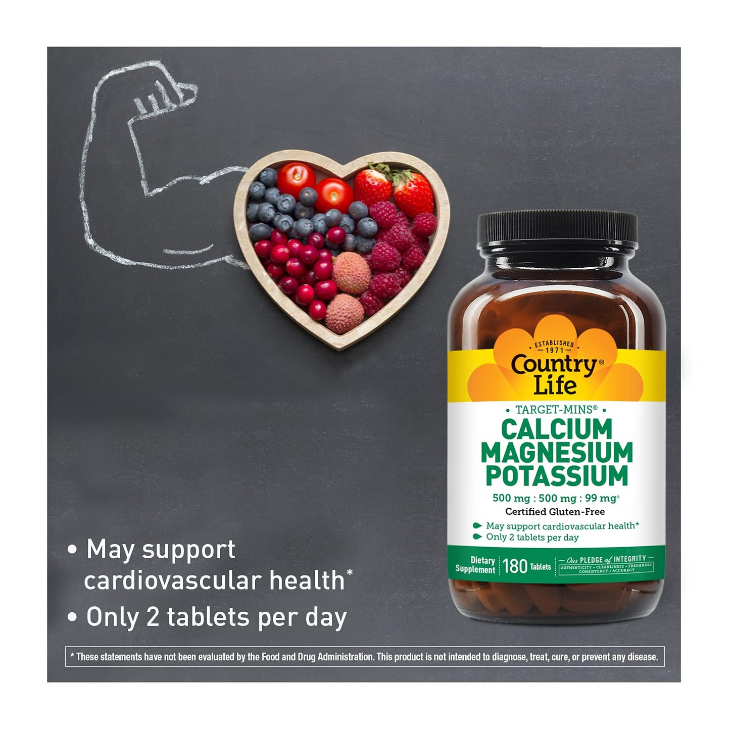 Country Life Target Mins Calcium Magnesium Potassium – 180 Tablets | Gluten Free & Vegan