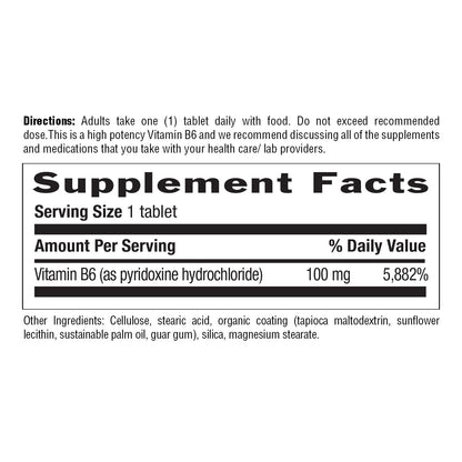 Country Life Vitamin B-6 100 mg – Energy & Nervous System Support, 100 Vegan Capsules