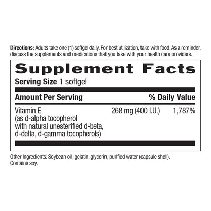 Country Life Vitamin E-Complex 400 IU – Mixed Tocopherols, Gluten-Free | 90 Softgels