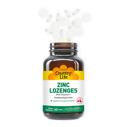 Country Life Zinc Lozenges 23 mg + Vitamin C Cherry Flavor – 60-Count (Pack of 2)