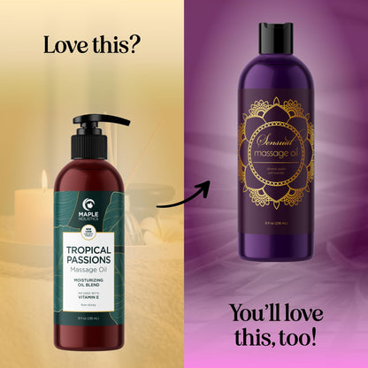 Tropical Sensual Massage Oil for Couples - Mango Scent, Coconut & Almond